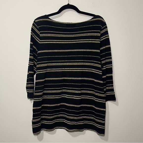 Lauren Ralph Lauren women’s Black and gold striped and metallic thread top in 1X - Picture 6 of 6
